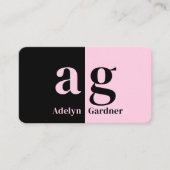 ブラックピミニマルックモノグラムQRコードソーシャルメディア 名刺 (正面)