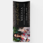 ブラックピモダンンクグリッター写真卒業 横断幕 (縦)