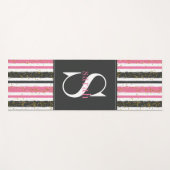 ブラックピモダンンクストライプグリッターモノグラム ヨガマット (正面(横))