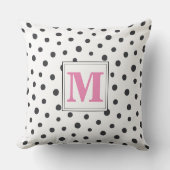 ブラックピモダンンク水玉模様モノグラム クッション (正面)