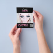 ブラックピモダンンク美しいサロンプロモーションお得なQRコード チラシ (手)