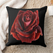 ブラックピロークッションに赤バラ クッション (ブランケット)