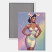 ブラックピンアップイースターバニーの耳 マグネット (正面/裏面)