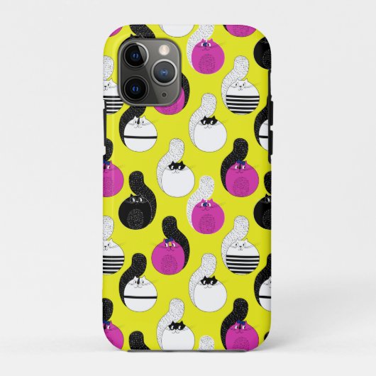 ブラックピンクおもしろいク航海のネコ Case-Mate iPhoneケース (裏面)