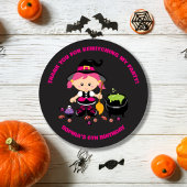 ブラックピンクかわいい女の子ハロウィーン誕生日魔女 ラウンドシール