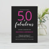 ブラックピンクでファビュラスな50歳の誕生日 招待状 (スタンド正面)