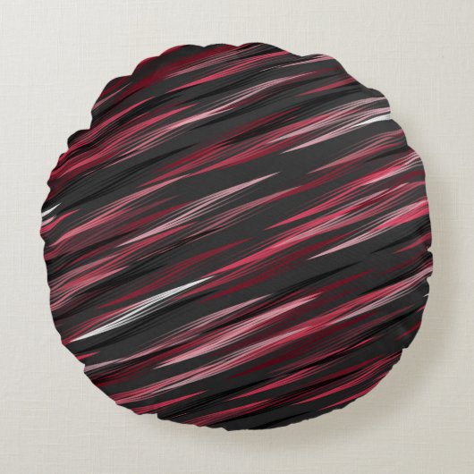 ブラックピンクとグレーのストリーク ラウンドクッション (正面)