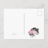 ブラックピンクとシルバーのヴィンテージバラの保存日付 案内ポストカード (裏面)