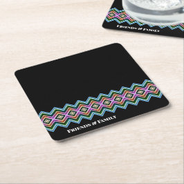 ブラックピンクとブルー スクエアペーパーコースター