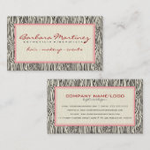 ブラックピンクとベージュのアニマルプリントゼブラパターン 名刺 (正面/裏面)