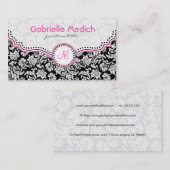 ブラックピンクとホワイトのエレガントフローラ 名刺 (正面/裏面)