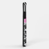 ブラックピンクとホワイトダマスクストライプパターン2 Case-Mate iPhoneケース (裏面/右)