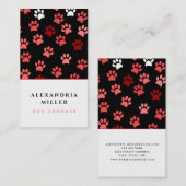 ブラックピンクとホワイトドッグポープリント |犬のトリマー 名刺 (正面/裏面)