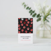 ブラックピンクとホワイトドッグポープリント |犬のトリマー 名刺 (スタンド正面)