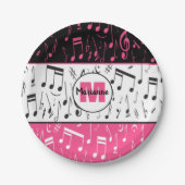 ブラックピンクとホワイトミュージックノート ペーパープレート (正面)