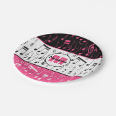 ブラックピンクとホワイトミュージックノート ペーパープレート (アングル)