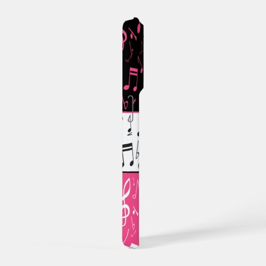 ブラックピンクとホワイトミュージックノート iPhoneケース (右側面)