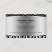 ブラックピンクとメタリックシルバーの幾何学的パターン 名刺 (裏面)