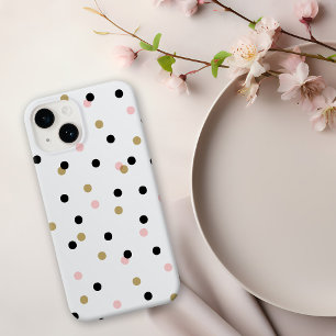 ブラックピンクと金ゴールド紙吹雪ドット Case-Mate iPhone 14ケース