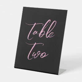 ブラックピンクのエレガントな結婚式のテーブルナンバー 台座サイン