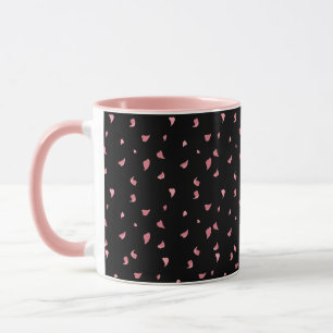 ブラックピンクのコーヒ飾ームグとハート葉の付き マグカップ