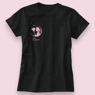 ブラックピンクのスパークル メイドハウスクリーニング Tシャツ