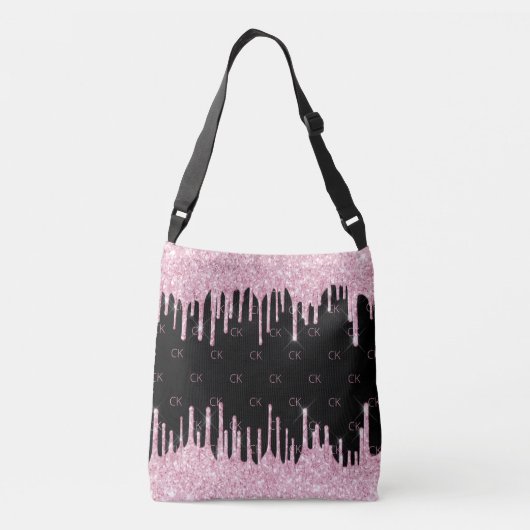 ブラックピンクのドリップ モノグラム エレガント クロスボディバッグ (裏面)