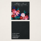 ブラックピンクのフローラ筆記用イヤリング表示カード (正面&裏面)