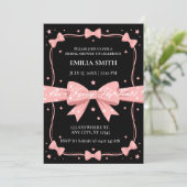 ブラックピンクのボウズ シーズ タイング ザ ノット ブライズシャワー 招待状 (スタンド正面)