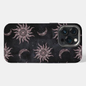 ブラックピンクの月と太陽の曼荼羅 iPhoneケース (裏面横)