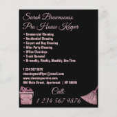 ブラックピンクの清掃員メイドハウスクリーニング チラシ (裏面)