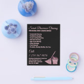 ブラックピンクの清掃員メイドハウスクリーニング チラシ (シングル)