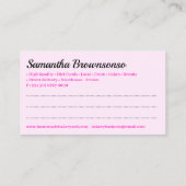 ブラックピンクの漫画の女性パン屋さんケーキパティシエ 名刺 (裏面)