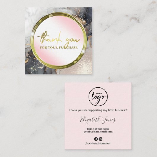 ブラックピンクの濃いインクをご購入いただき、ありがとうございます スクエア名刺 (正面/裏面)