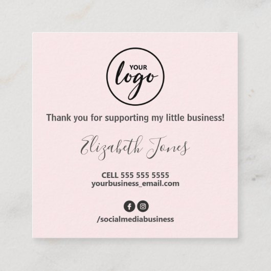 ブラックピンクの濃いインクをご購入いただき、ありがとうございます スクエア名刺 (裏面)