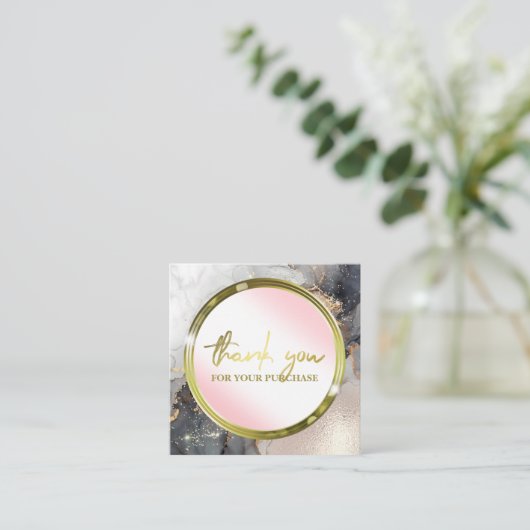 ブラックピンクの濃いインクをご購入いただき、ありがとうございます スクエア名刺 (スタンド正面)