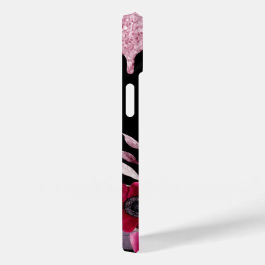 ブラックピンクの花グリッターの乾燥名 Case-Mate iPhoneケース (裏面 / 右)