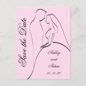 ブラックピンクの花嫁と花婿の日付を保存 案内ポストカード (正面)