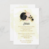 ブラックピンクの花金ゴールド結婚植物詳細 エンクロージャーカード (正面/裏面)