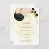 ブラックピンクの花金ゴールド結婚植物詳細 エンクロージャーカード (正面/裏面)