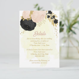 ブラックピンクの花金ゴールド結婚植物詳細 エンクロージャーカード