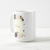 ブラックピンクの花 ゴールド ボタニカル ウェディング コーヒーマグカップ (正面左)