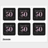 ブラックピンクの華やかな50歳の誕生日おめでとう スクエアシール (シート)