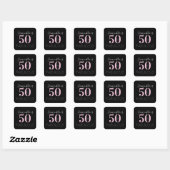ブラックピンクの華やかな50歳の誕生日 スクエアシール (シート)