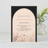 ブラックピンクの野生の花の花束の豪華な誕生日 招待状 (スタンド正面)