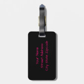 ブラックピンクアクリルバーラップブロック絵画ズ ラゲッジタグ (裏面縦)