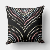 ブラックピンクイエローブルー同心ハートレインボー クッション (裏面)