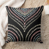 ブラックピンクイエローブルー同心ハートレインボー クッション (ブランケット)