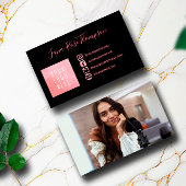 ブラックピンクウォーターカラーソーシャルメディア写真とロゴ 名刺