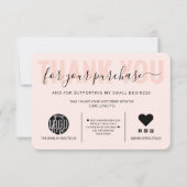 ブラックピンクエレガントのスクリプトロゴお客様に感謝 サンキューカード (正面)